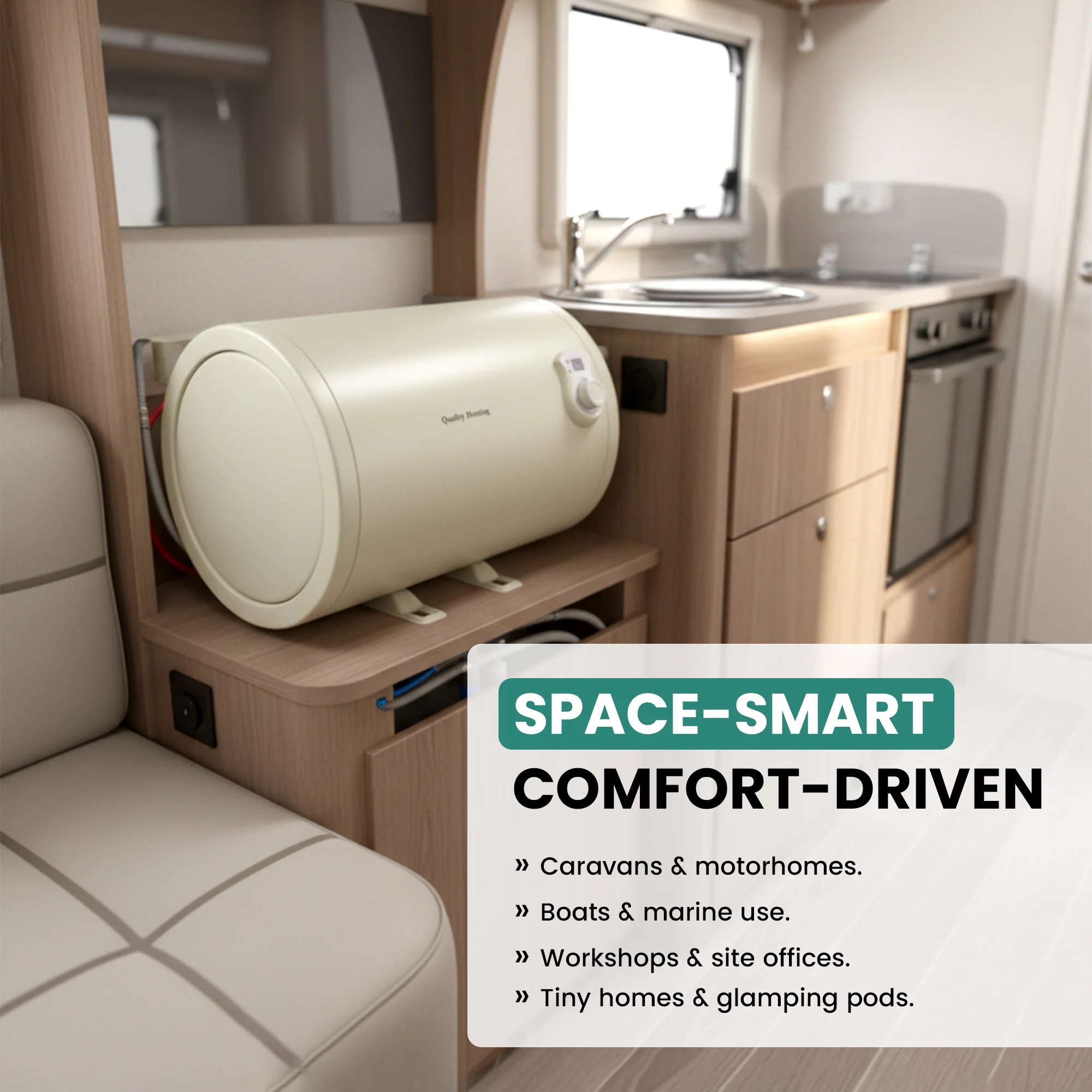 30 Litre QH 12V DC Caravan Horizontal Water Heater - Image 3