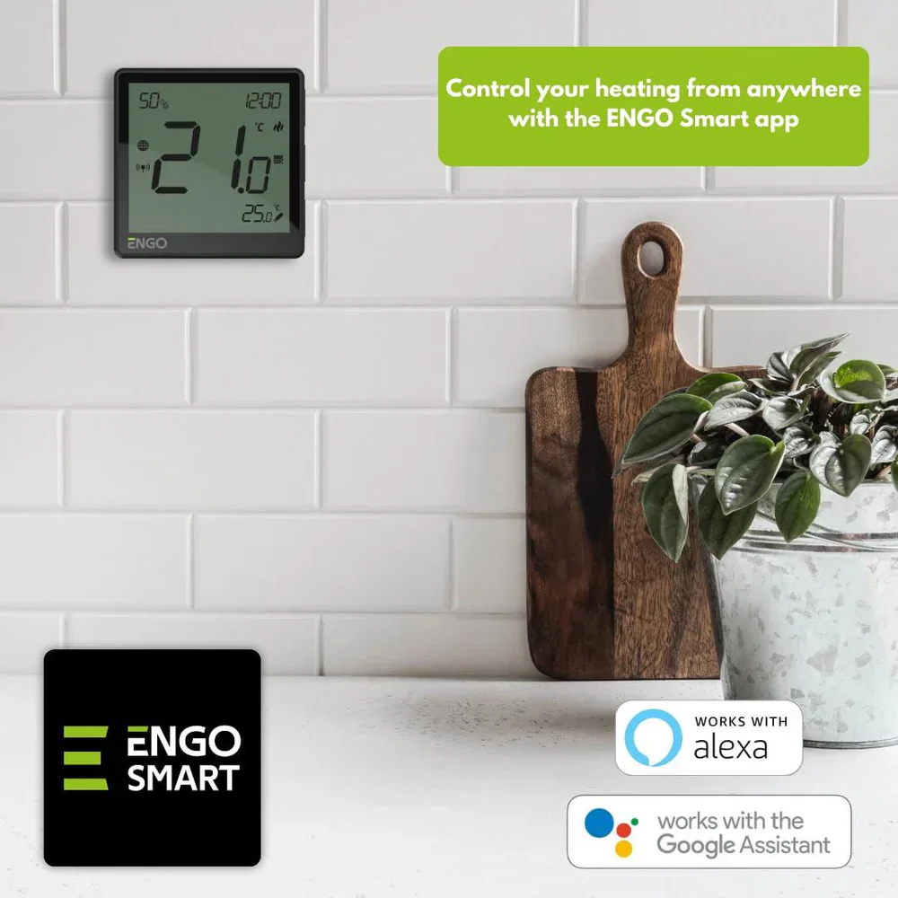 ENGO EONE-BATB ZigBee Smart Thermostat – Wireless, Li-Ion Battery, Humidity Sensor, Black | UFH & Boiler Control - Image 3