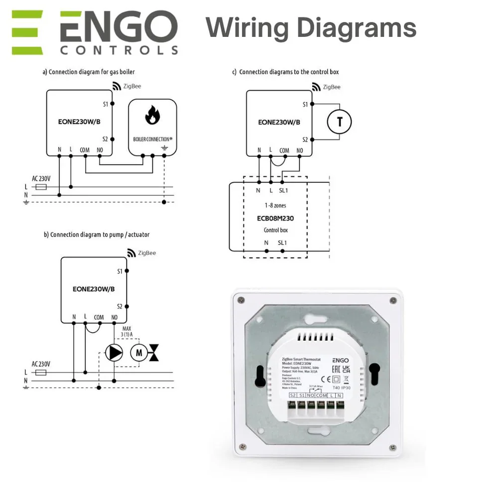 ENGO EONE-230W ZigBee Smart Thermostat – Flush-Mounted, 230V, Humidity Sensor, White | UFH & Boiler Control - Image 4