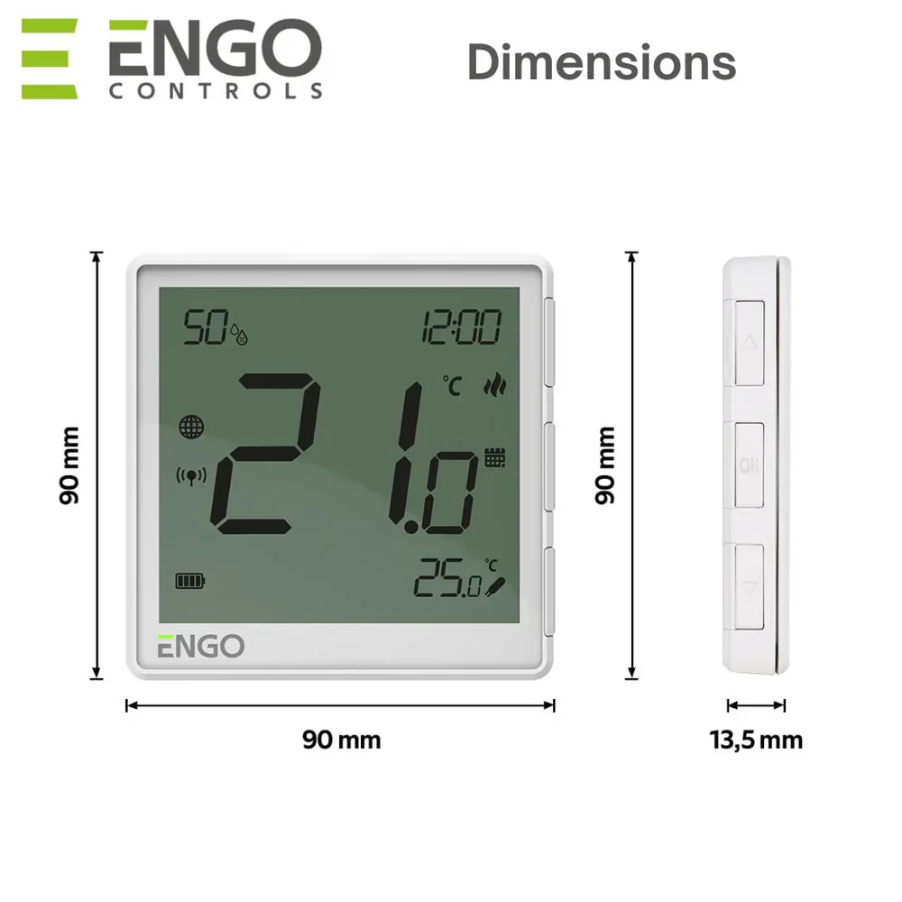 ENGO EONE-BATW ZigBee Smart Thermostat – Wireless, Li-Ion Battery, Humidity Sensor, White | UFH & Boiler Control - Image 2