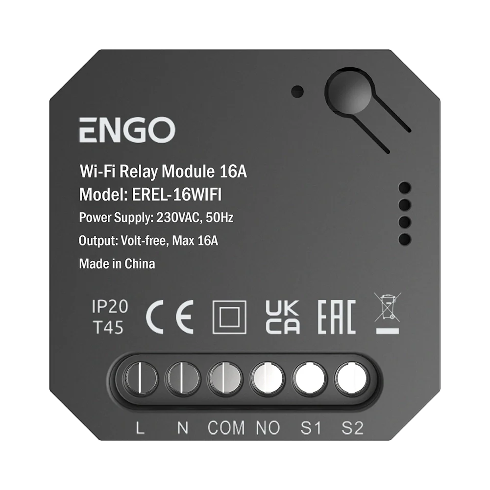 ENGO EREL-16WiFi Smart Relay 1×16A – Wireless Boiler, Pump & Lighting Control