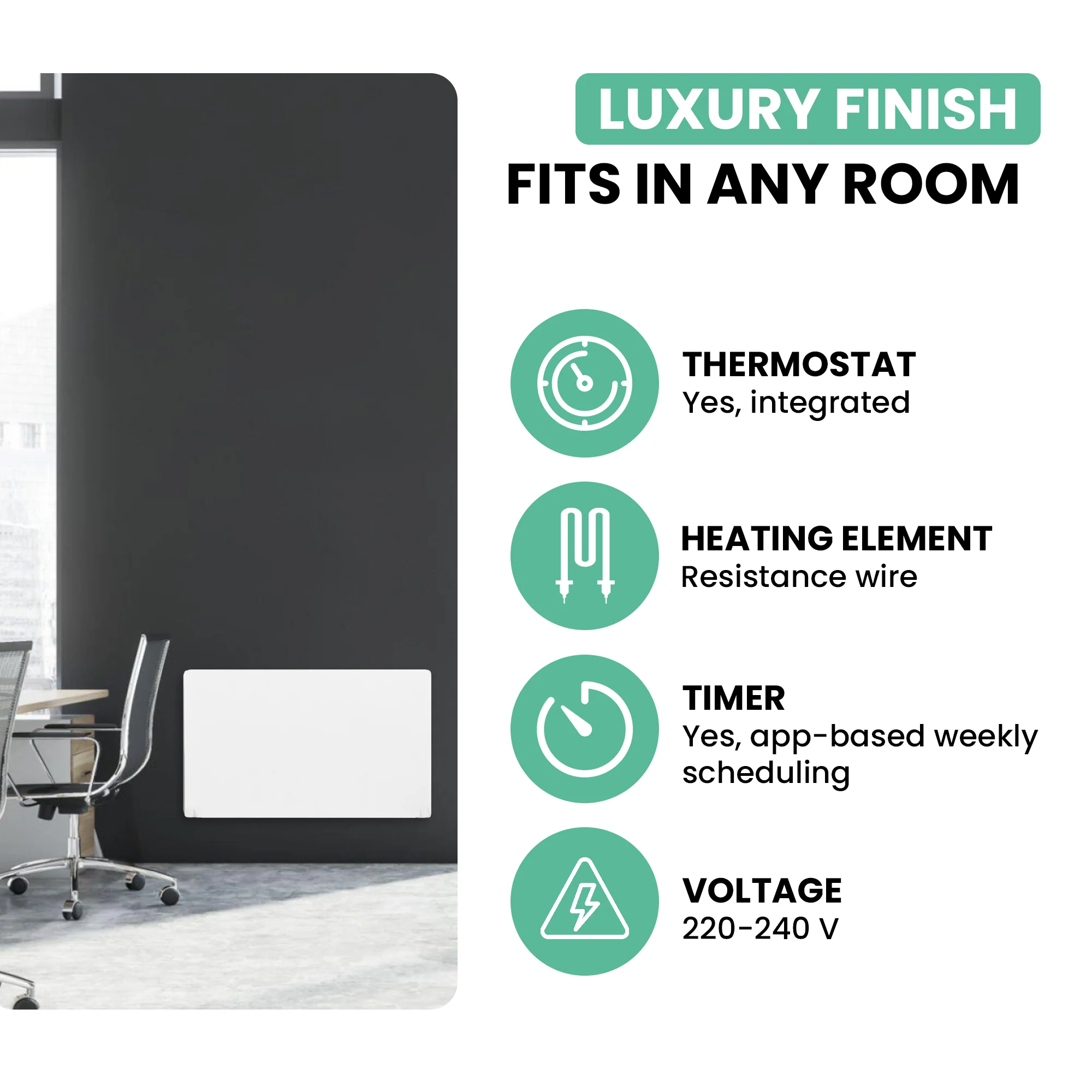 Eurom E-Infrared 800 WiFi Infrared Panel Heater – Powerful, Smart Heating for Home or Office - Image 4
