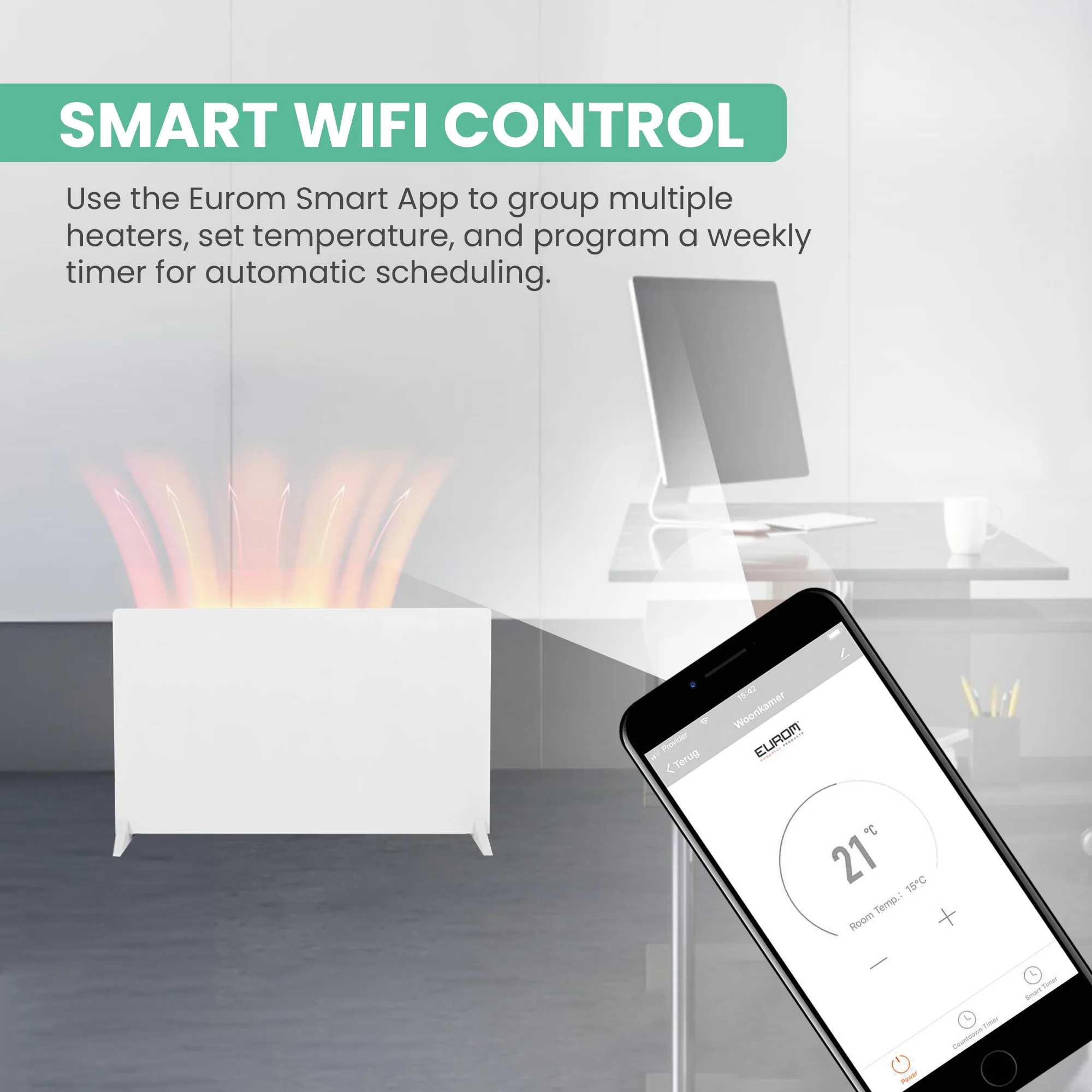 Eurom E-Infrared 800 WiFi Infrared Panel Heater – Powerful, Smart Heating for Home or Office - Image 5