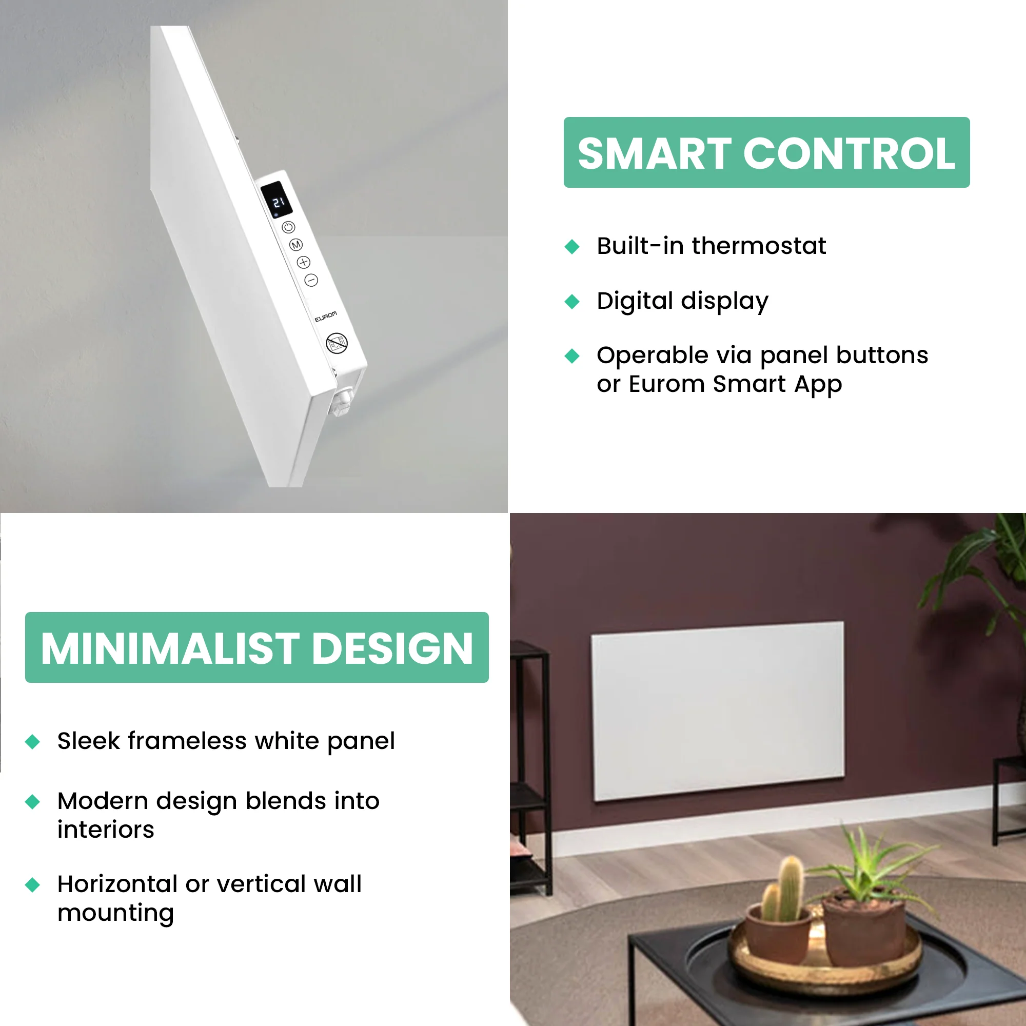 Eurom Mon Soleil 720 WiFi Infrared Heater – Frameless, Smart Wall & Ceiling Heating - Image 3