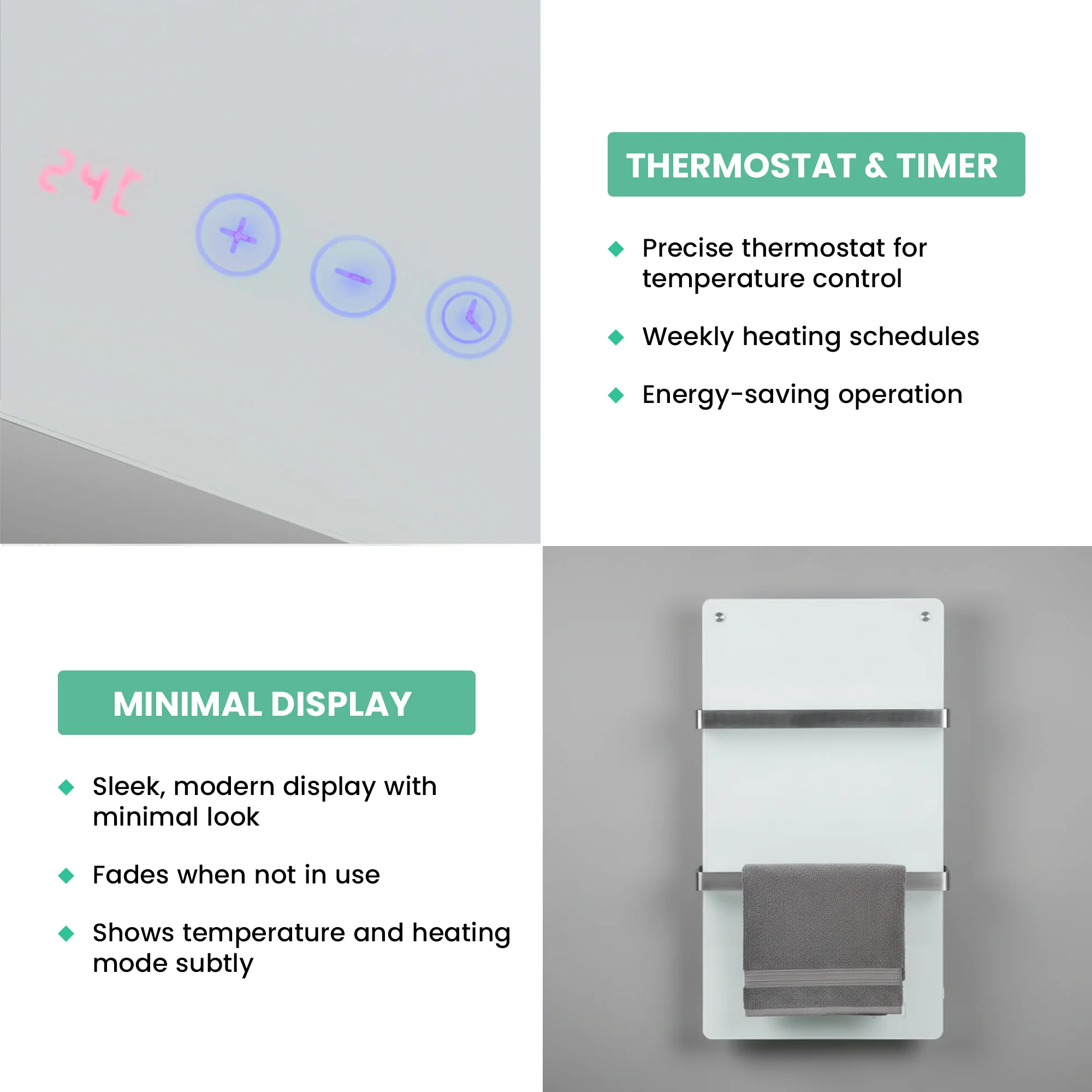 Eurom Sani 400 WiFi Infrared Towel Heater – Efficient, Smart Bathroom Heating with Remote App Control - Image 3