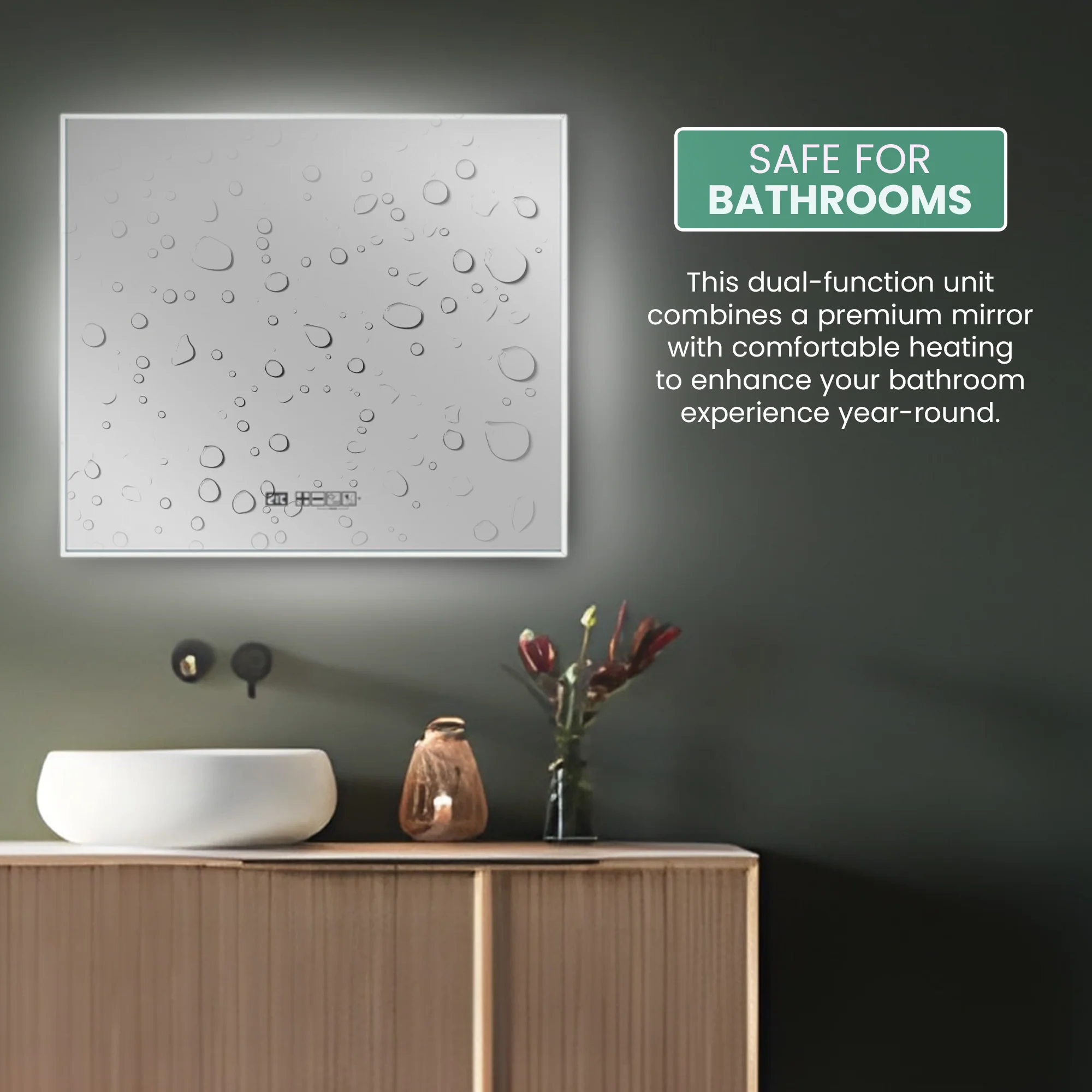 Eurom Sani 400 LED Mirror WiFi Infrared Heater – Fog-Free Heated Mirror for Bathroom Comfort - Image 3
