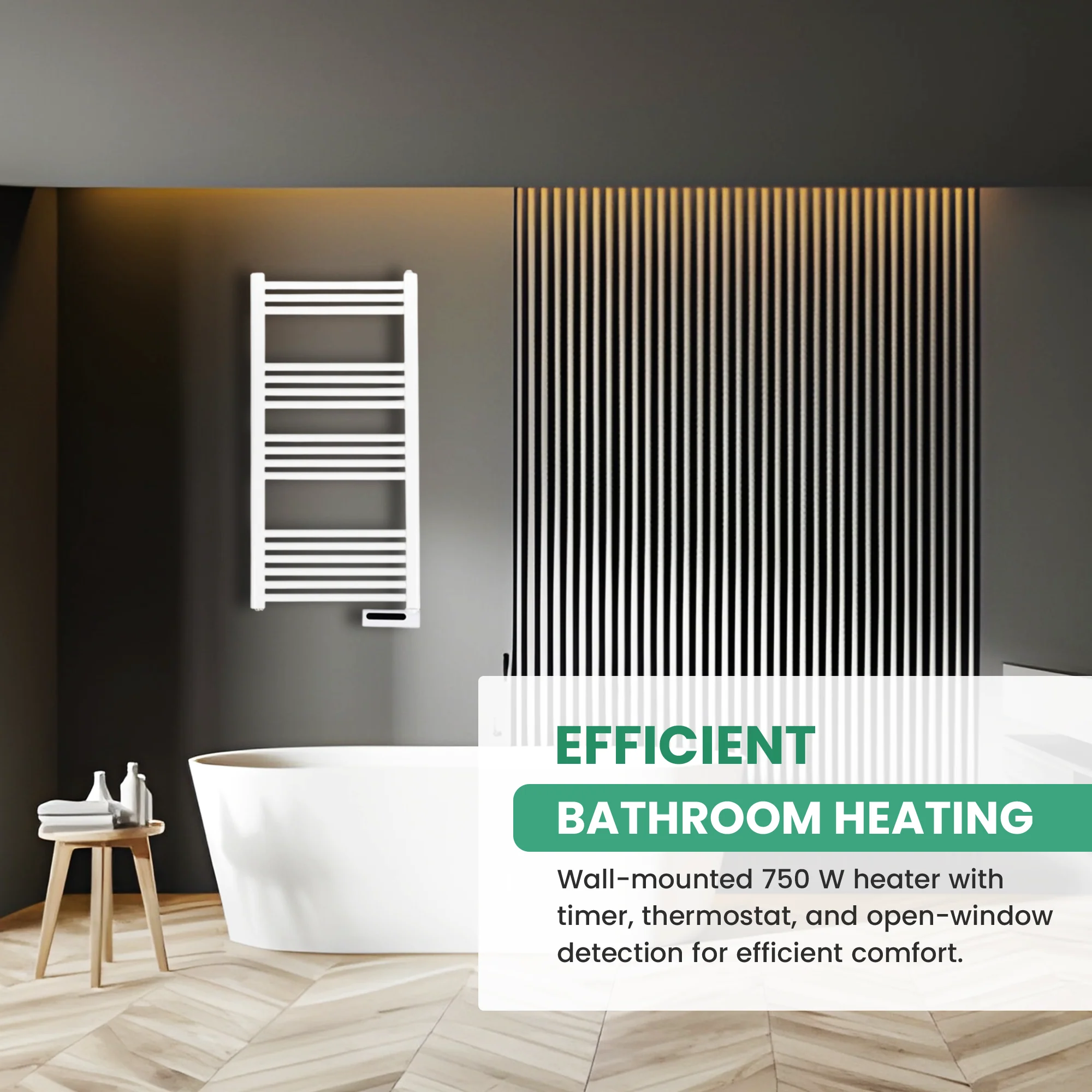 Eurom Sani-Towel 750 White Electric Bathroom Radiator – Powerful and Efficient Towel Warmer with Timer and Safety Features - Image 4