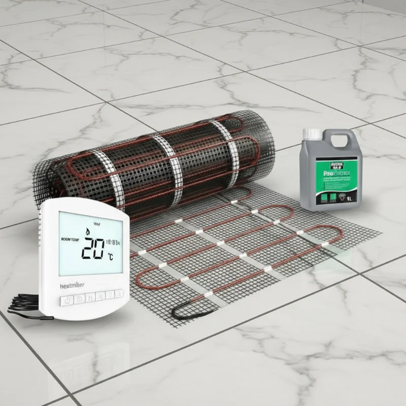 Fast-Heat 200W Electric Floor Heating Bundle with Programmable Thermostat - Ideal for Tiles