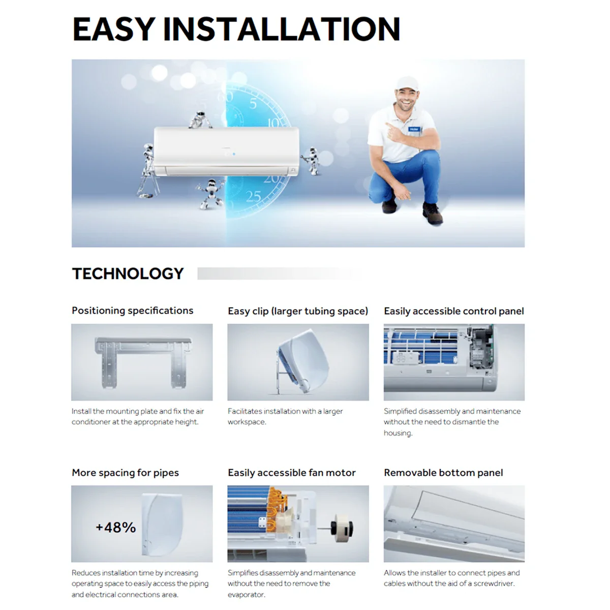 Haier Revive plus Air Conditioner Kit Wall Mounted Monosplit Air to Air Source Heat Pump 2.7kW - Image 6
