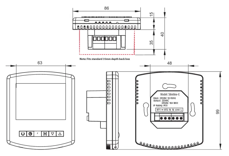 Heatmiser Slimline-e v3 Programmable Electric Floor Heating Thermostat - Image 3