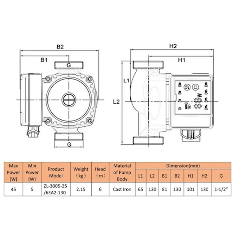 KeyPlumb A-Rated High-Efficiency Circulating Pump - 1.5" BSP, 6m Head, 230V for Domestic Heating Systems - Image 3