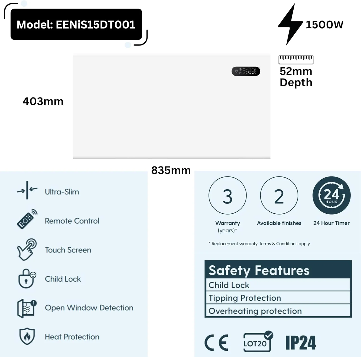 Nido Smart Electric Steel Panel Heater Wall Mounted with Wi-Fi and Remote Control - Image 10