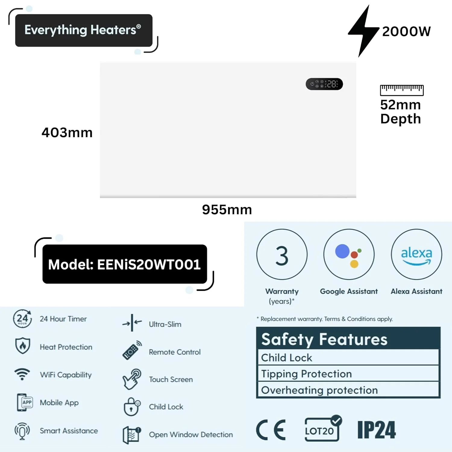 Nido Smart Electric Steel Panel Heater Wall Mounted with Wi-Fi and Remote Control - Image 11