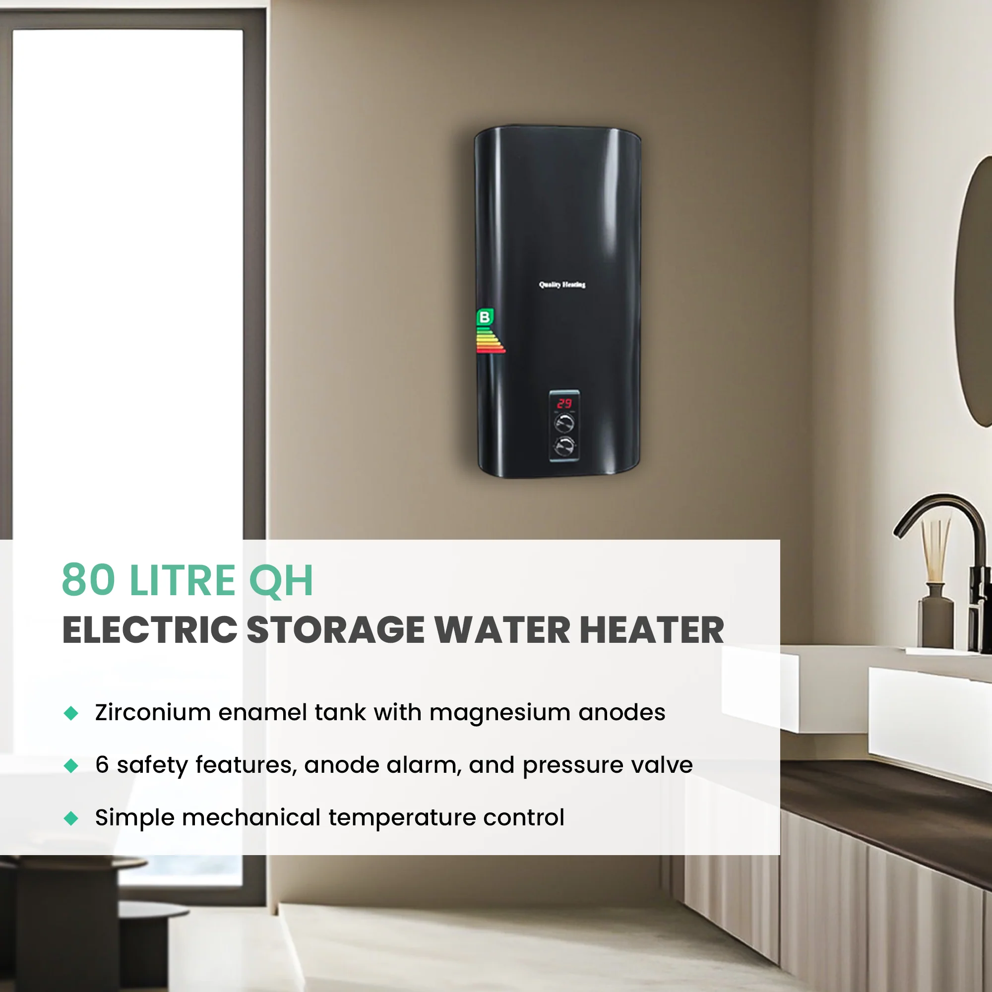80 Litre QH Dual Electric Storage Water Heater - Image 6