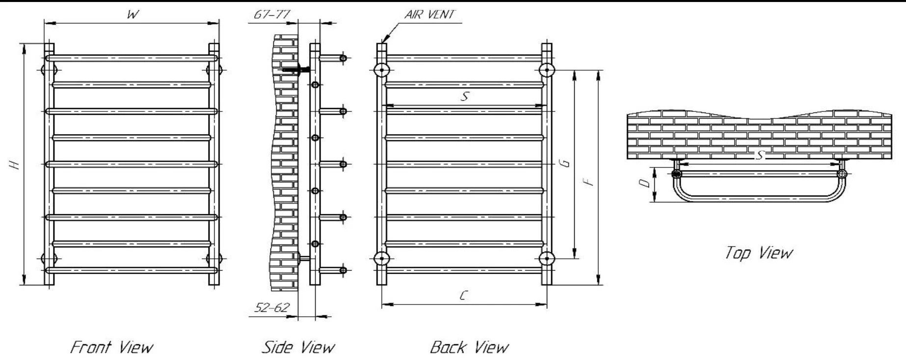 Reina Belbo RNS-BLB082 Polished Stainless Steel Towel Rail 530mm x 820mm - Image 4