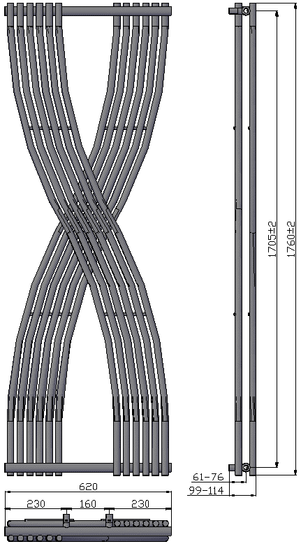 Reina Dimaro Anthracite Radiator RND-DMR176A 620mm x 1760mm - Image 2