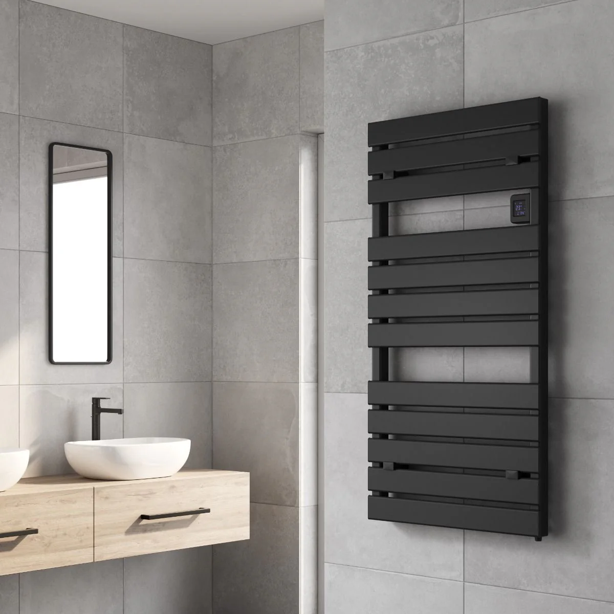 Reina Gia DE-GIA0785K Dry Electric Black Towel Radiator 550mm x 780mm