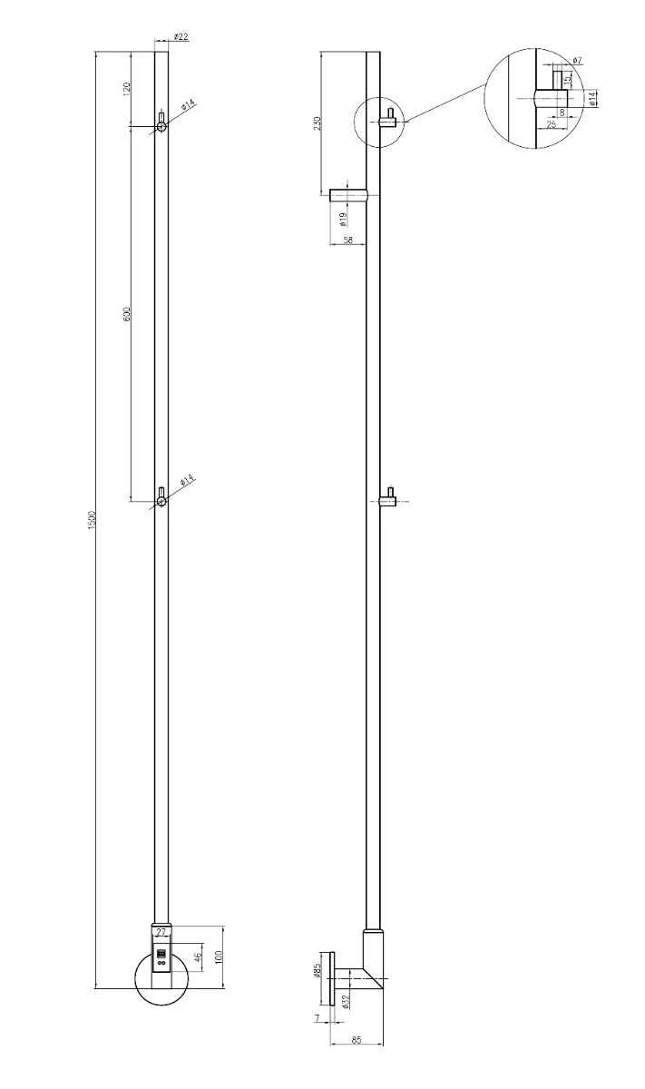 Reina Ines DE-INS1502C Polished Towel Heater 22mm x 1500mm - Image 4