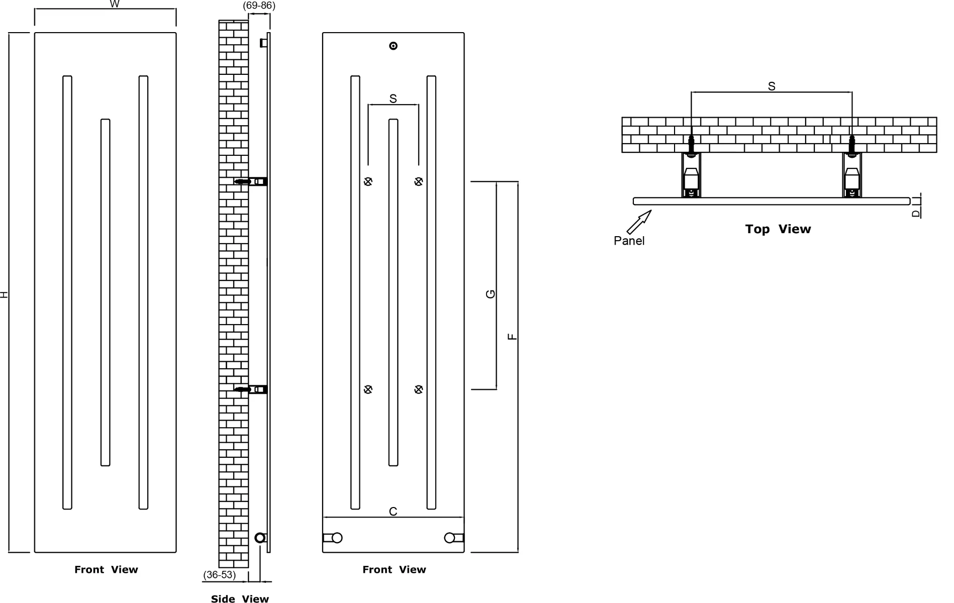 Reina Line RND-LE418A Anthracite Vertical Radiator 490mm x 1800mm - Image 2