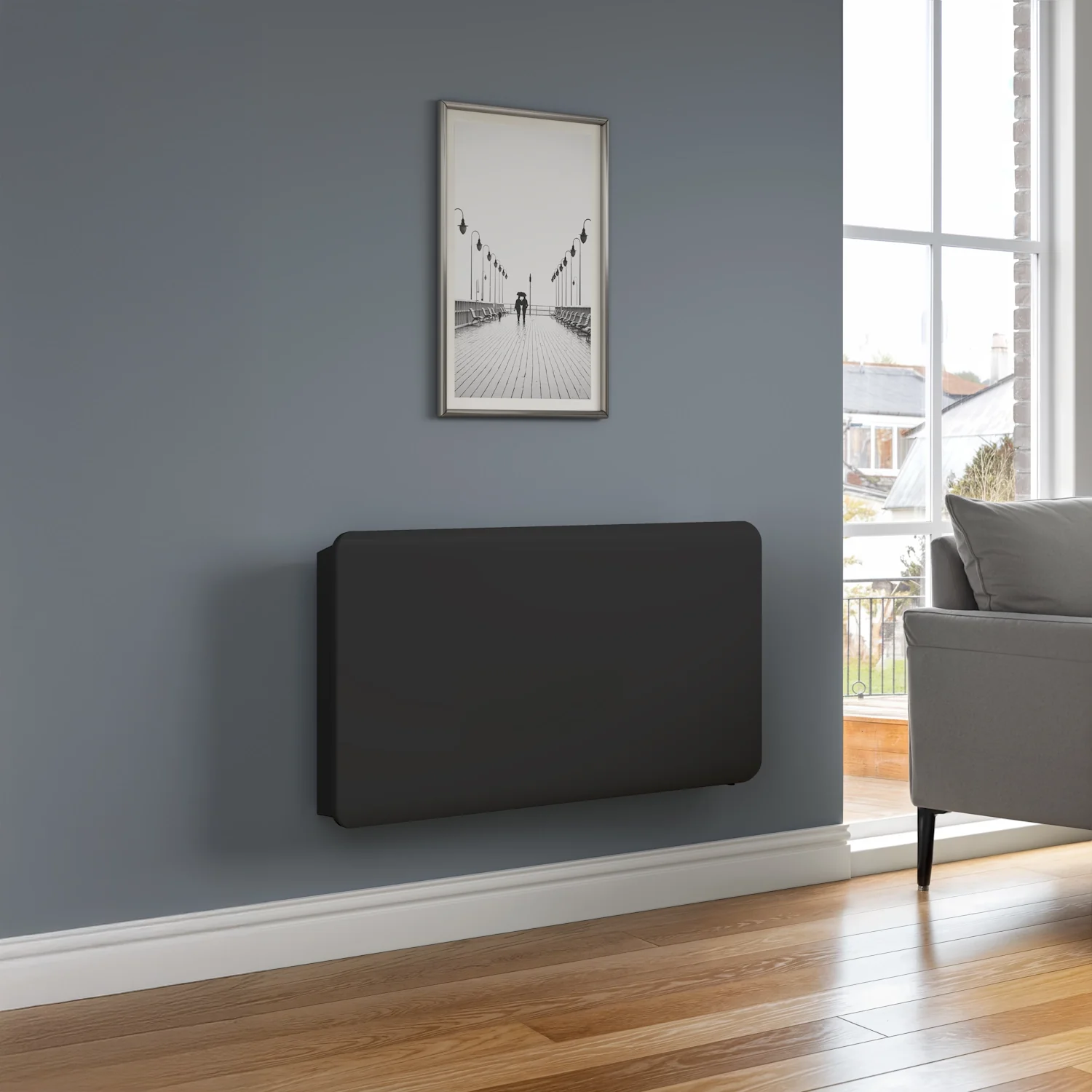 Reina Odet Horizontal Anthracite Electric Ceramic WiFi Radiator, 2000W, Anthracite