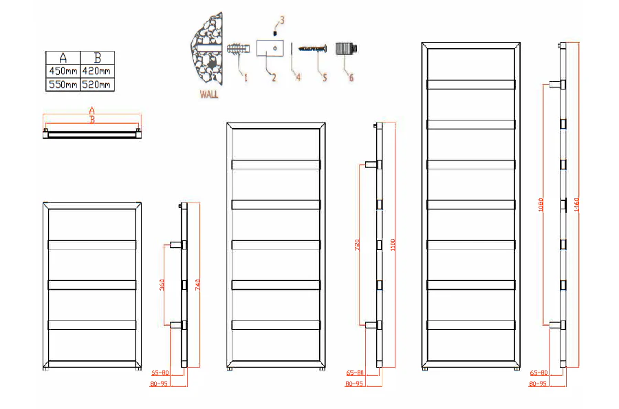 Reina Rezzo RND-REZ146055 Towel Rail 550mm x 1460mm - Image 4