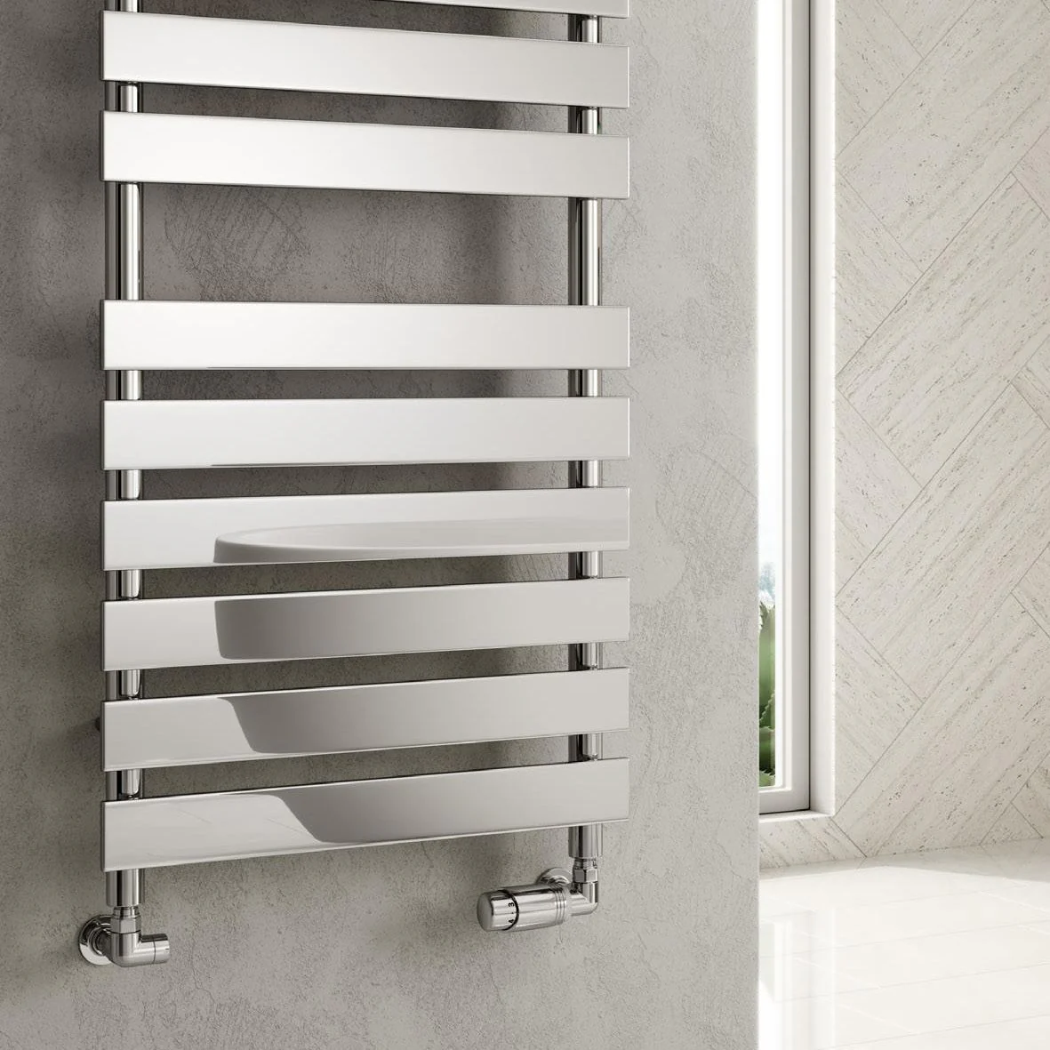 Reina Trento RND-TRT5130 Chrome Towel Rail 500mm x 1300mm - Image 2