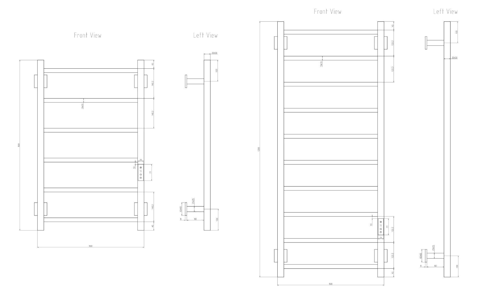 Reina Velino EVLN080B Brushed Brass Electric Radiator 800mm x 500mm - Image 3