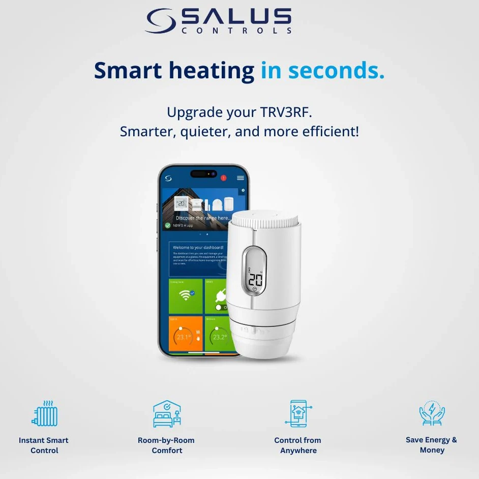 Salus TRV3RF Smart Thermostatic Radiator Valve - Zigbee 3.0, Battery Powered, Super Quiet TRV Head - Image 3