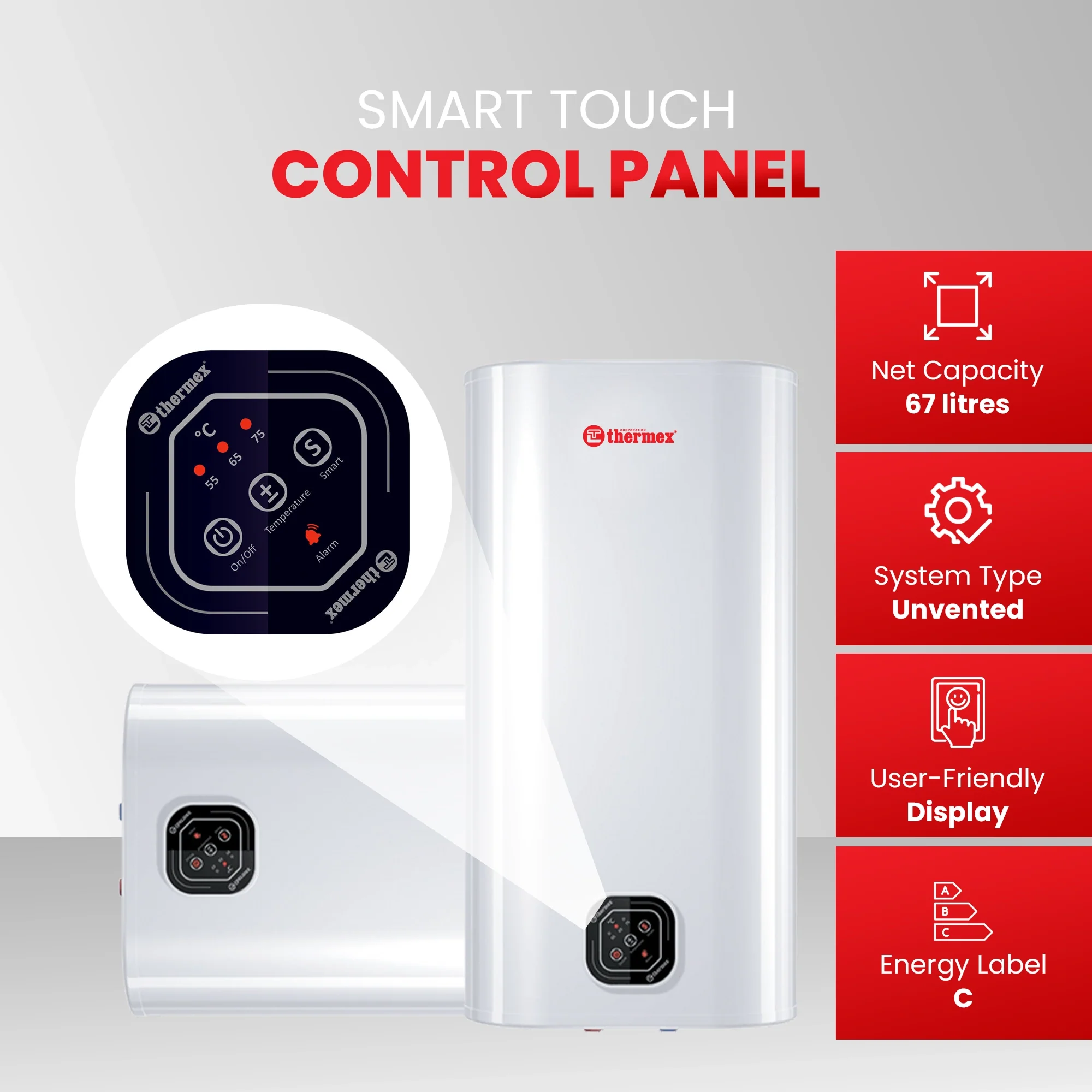 Thermex IF 80 Flat Smart Unvented Storage Water Heater 2 kW – Compact and Energy Efficient - Image 4
