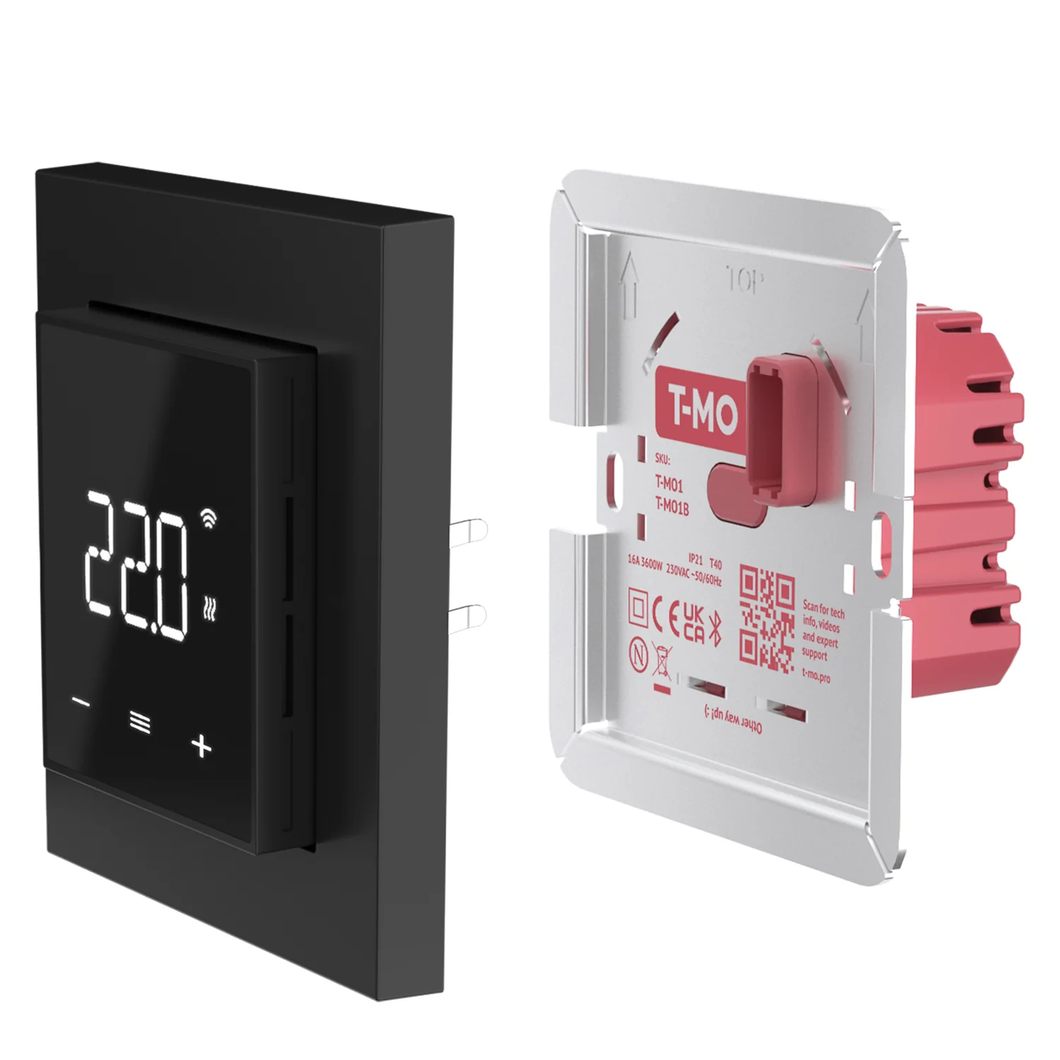 ThermoSphere T-MO Electric Heating Thermostat – Black, Wi-Fi, BLE, 16A, ZeroX, 5-Year Warranty - Image 2