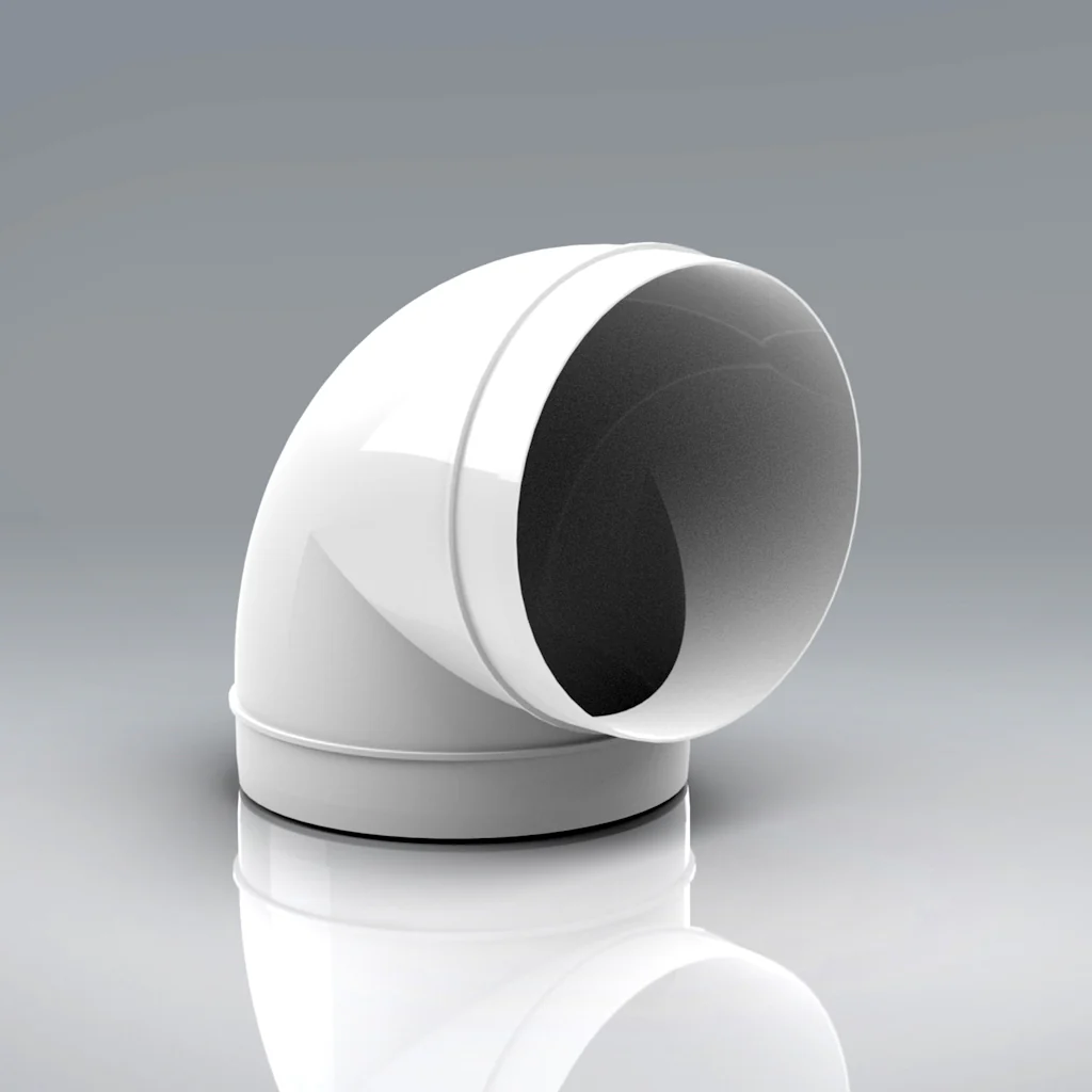 Verplas 150mm Round 90 Degree Bend Duct Fitting